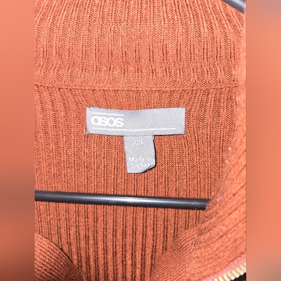 Men's Asos 1/4 Zip Ribbed Acrylic Pullover Sweater,  Size 2XL - Picture 4 of 8